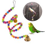 Sage Square 43cm Jumbo Playful Natural Wood Bead Swing Flexible Ladder Toy for Cockatiel, Lovebird, Budgerigar, Sun Conure, Finch, African Grey, Canary, Cockatoo, Macaw, Budgeri Birds