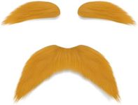 Shzbtdo Ginger Yellow Mustache and Eyebrows, Funny Cosplay Costume Accessories, Reusable Self Adhesive Fake Beard Mustaches Bushy Eyebrows for Dressup Day Halloween Party Favors Men Women