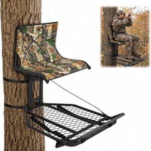 FUNHORUN Hang On Tree Stand, Hunting Deer Stand with Camo Chair Seat Back