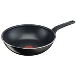 Tefal B55519 Easy Cook and Clean Wok Pan 28 cm | Non-Stick Coating | Safe | Thermal Signal | Stable Base | Ideal Shape | Healthy Cooking | Black