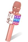 ShinePick Wireless Karaoke Mic with Speaker | Bluetooth Microphone for Kids & Adults | Portable & Rechargeable Mic for Singing & with Echo Effect with LED Lights & Voice Changer,Gift for Kids (Q-868)