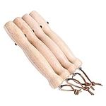 Muzrunq Barbecue Skewers Stainless Steel Wooden Handle Long Telescopic Extendable BBQ Fork Meat Fork Used for Campfires Barbecue Accessories 4 PCS