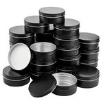 Foraineam 24 Pack 8 oz / 240ml Round Aluminum Tin Cans with Screw Top Lids - Large Metal Empty Tea Storage Case Jars - Spice Salve Hair Wax Cosmetic Cream Containers, Black