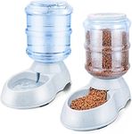 Pets Empire Automatic Dog Feeders Set Plastic Cat Food Feeder with Water Dispenser, Pet Feeder and Water Dispenser Set 3L X 2Pcs for Small/Large Puppy Kitten -Color May Vary