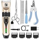 Ceenwes Dog Clippers Low Noise Pet Clippers Rechargeable Cordless Dog Trimmer Pet Grooming Tool Professional Dog Hair Trimmer with Comb Guides Scissors Nail Kits for Dogs Cats and Other Animals