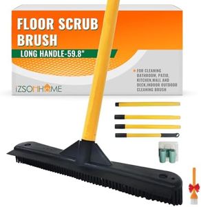 IZSOHHOME Push Broom,Pet Hair Removal Broom with Squeegee,Soft Silicone Bristle Broom with Long Handle,Non Scratch Carpet Sweeper Brush for Cat Dog Hair Hardwood(Orange) Extra Long for Tall People