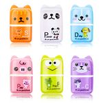 Cute Cartoon Eraser,6 Pcs Cartoon Animal Pencil Erasers Rubber Kids Erasers with Shaving Roller Case for Kid Party Favors School Office Supply Stationery