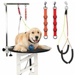 Jspupifip 3 Pack Dog Grooming Belly Straps Set, Adjustable Grooming Arm Table Harness for Large Dogs Pet Bathing Grooming Noose Arm Haunch Holder Pet Leash Extender Harness (Orange and Red)