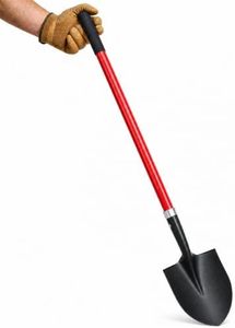 TABOR TOOLS J202A Round Point Digging Shovel with Long 56 Inch Fiberglass Handle, Garden Spade for Digging Soil, Roots & Planting, Less Back Strain