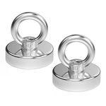 Magnetpro 2 pieces Newly Upgraded Strong Neodymium Magnet 220 LB Force, Powerful 1.89" Diameter Magnets Perfect for Industry and Science, Magnetic Fishing