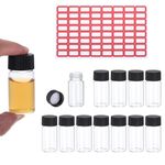 PATIKIL 20ml Clear Glass Vials, 12 Pack Sample Vials with Screw Cap Reagent Media Bottle with Labels Leak-Proof Liquid Sample Glass Vial for Lab Laboratory