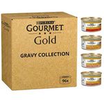 Variety Gourmet Wet Cat Food Jumbo Pack 96 X 85g For Adult Cats In Tender Chunks In Gravy Collection Of Beef, Chicken & Liver, Salmon & Chicken And Turkey & Duck