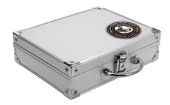 SAFE Albums Silver Aluminium Coin Case with 6 Dark Blue Velour Trays for 214 Different Sized Coins up to 41mm in Diameter