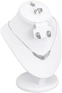 MOOCA Jewelry Display Necklace Chain Jewelry Bust Display Holder Stand, Necklaces Display, Necklace Mannequin, Necklace Bust, Jewelry Stand, 8.75 in Height, White Faux Leather