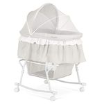 Dream On Me Lacy, Portable 2-in-1 Bassinet & Cradle, Light Grey