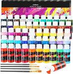 Caliart 52 Colors Acrylic Paint, Art Craft Paint Set for Adults Artists Painters, Canvas Rock Wood Ceramic Painting Supplies Kit with 4 Brushes