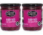 Ruby Red Sauerkraut - Organic, Raw & Unpasteurised - Traditionally Fermented - 2 x 400g Jar - by The Cultured Food Company