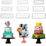 9 Pieces Cake Mold Cookie Fondant Cutters, Geometric Biscuit Cutters for Birthday Cake Cupcake Decorating, Square & Hexagon Cookie Cutters, Mermaid Cake Fish Scale Fondant Cutters