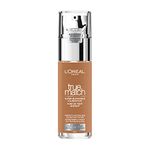 L’Oréal Paris Super-Blendable Foundation, Skincare Infused with Hyaluronic Acid & 80% Moisturizing Cream, Hydrates Skin in 72H & Improves Skin Quality in 2 Weeks, 8C Nut Brown - 30ml