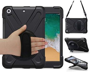 iPad Mini Case Herize [iPad Mini 3 Case][iPad Mini 2 Case] Heavy Duty Rugged Protective Shockproof Cover with Stand, Handle Hand Strap/Shoulder Strap for Kids Black