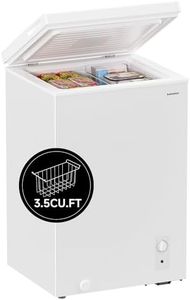 BANGSON 3.5 Cubic Feet Chest Freezer,Deep Freezer With Removable Basket,Adjustable Temperature for Home/Dorms/Apartment/Office