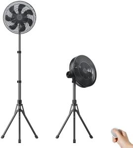 LEMOISTAR 12” Portable Fan 16000mAh Battery Operated Rechargeable, Auto-Oscillating Pedestal Stand Fan, Adjustable Height, Remote Control, 4 Seeds, Timer, Cordless for Travel Camping Bedroom