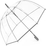 Clear Umbrellas for Rain Adult,Transparent umbrella Large Rainproof Canopy Clear Umbrella Wedding, Graduation and Outdoor Events - Automatic Open,Crook Handle Clear Dome - One Person((Clear-Grey)