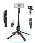 Selfie Stick Tripod, Perkisboby 55'' Phone Tripod & Selfie Stick Tripod with Rechargeable Remote, Cell Phone Tripod Stand & Extendable Travel Tripod for iPhone/Android/GoPro, Portable and Compact