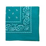 22 Inch Cotton Paisley Bandana - Turquoise