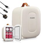 FOHERE Mini Fridge 5 Liter/6 Cans, Portable Mini Cooler, USB+AC Power Compatibility, Small Fridge for Bedroom, Offices, Car, Skincare, Makeup, Cosmetics, Drinks, White