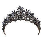 Beaupretty Gothic Baroque Crown Vintage Tiara Luxury Headpiece for Wedding Party (Black)