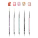 5pcs Thin Nail Art Liner Brushes, Function Nail Brush for Dotting Drawing, Double Ended Dotting Tools Set for DIY Nail Art Designs