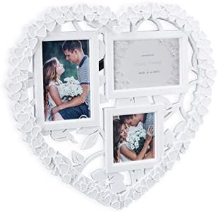 relaxdays Cornice Multifoto a Cuore, in Formato Verticale o Orizzontale 10x10, 10x15, Regalo per Matrimonio, Bianco