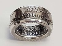 Morgan Silver Dollar Coin 1896 Design Ring, Morgan Dollar Ring - Morgan Silver Dollar Coin Design Ring - Coin Ring American Coin Rings for Men Women Dollar Coin Rings Jewelry Coin Ring Y