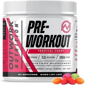 Outwork Nutrition Pre-Workout Supplement with Nootropics - Energy & Mental Focus for Better Workouts - Backed by Science (Tropical Candy, 226 Grams)