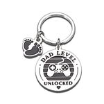 New Dad Keychain Gifts Pregnancy Announcement for Dad Husband, First Time Dad, Dad to be, Soon to be Dad Boyfriend Fathers day Christmas Birthday Day Gifts Dad Level Unlocked Keychain