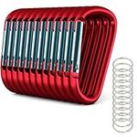 Carabiner 12 Pack - 3" Aluminum Carabiner D Shape Buckle Pack, Keychain Clip, Spring Snap Key Chain Clip Hook Buckle Red