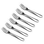 CAMRI Cake Forks - Mini Fork for Dessert, Pastry, Fruit & Salad, Stainless Steel Small Forks Pack of 6, 5.3 Inch, Cutlery Starter Forks for Home Kitchen & Restaurant (C61 – Set of 6)