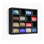 B4Life Tie Rack Wall Mounted Tie Box,Tie Organizer Tie Display Racks for Wall, Bamboo Tie Storage Tie Organizer for Men Tie Holder Wall Mount(Storage 16 Ties)