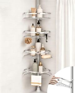 SEIRIONE Rustproof Corner Shower Caddy Tension Pole for Bathroom Organizers