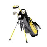 KVV Junior Complete Golf Club Set for Kids/Children Right Hand, 4-Piece Set includes Oversize Driver, S# & 7# Irons, Putter, Head Cover, Portable Golf Stand Bag(Yellow 8-10)