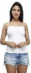 PLUMBURY Women's Padded Cotton Adjustable Camisole with Built-in Shelf Bra (Sizes 32 to 36) White