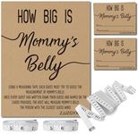 How Big is Mommy's Belly? Rustic Baby Shower Gender Neutral Game Includes 8x10 Inch Kraft Standing Sign and 50 Guessing Cards, 3 Rolls 120 Feet Measuring Tape