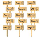 arricraft 15 Pcs Plant Labels, Wooden Herb Markers Herb T Type Tags Garden Labels with Printed Herb Name Wood Garden Stakes for Indoor and Outdoor Potted Seed Herbs