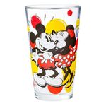 Silver Buffalo Disney's Classic Mickey and Minnie Kiss Dots Pint Glass with Gift Box, 16-Ounces, Red and Black