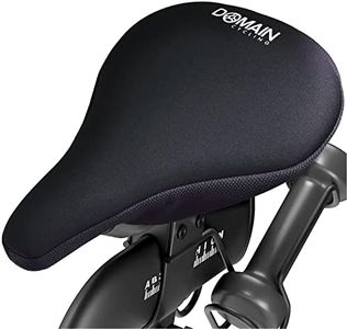 Domain Cycling Gel Bike Seat Cushion- Secure Peloton Fit for Smooth Stable Rides- Non-Slip Bicycle Seat Cushion for Exercise Bikes, Padded Bike Cushion Seat Cover for Men or Women Comfort (Black)