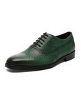 Monte Carlo Mens Green Solid Lace Up Genuine Leather Formal Brogue Shoes (201826FW-1-6)