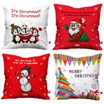 Indigifts Christmas Characters Cushion Covers for House (16x16 inch) -Set of 4