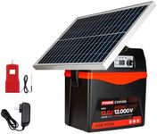 Solar Electric Fence Charger - 6 Joule Fence Energizer 25W Solar Panel Fence Energizer 12V Battery 100Miles Range Electric Fence Energizer Ideal for Livestock, Poultry, Large Animals