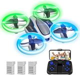 Mini Drone with 720P HD Camera for Kids and Adults, RC Quadcopter with LED Light, 3 Modular Batteries, Headless Mode, 3D Flips, Kids Drone Toys Gifts for Boys and Girls,M2C Green